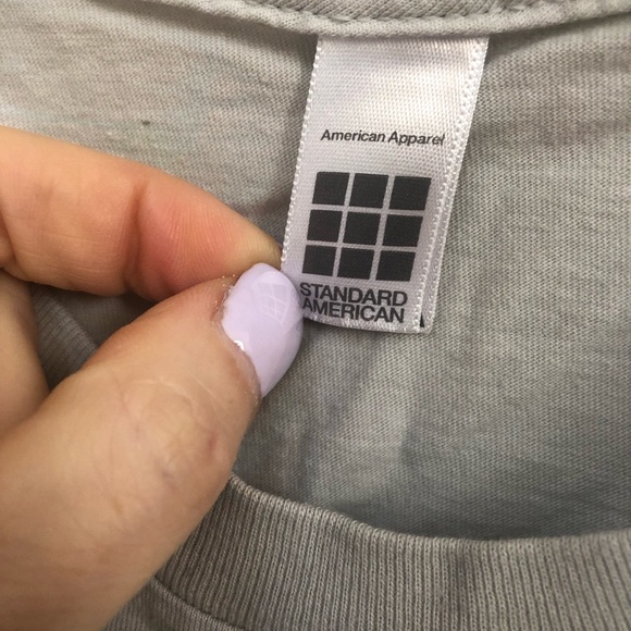 Mens XL American Apparel Light Grey T-Shirt with Chairs - Picture 2 of 3